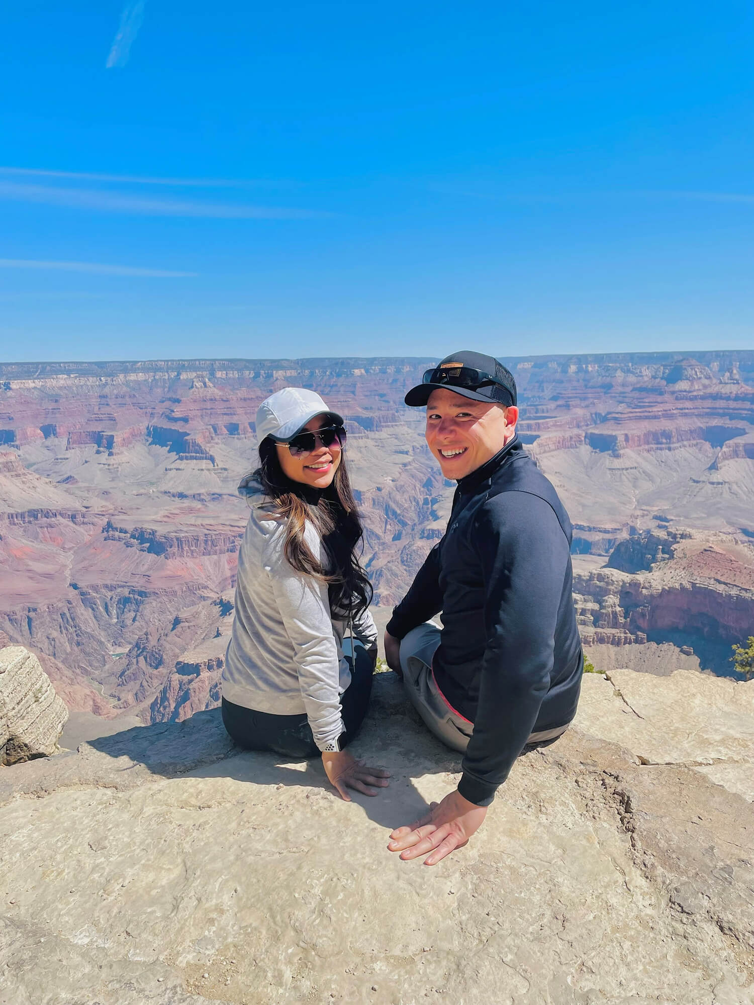 Andrew & Carmela, hiking the Grand Canyon in Arizona